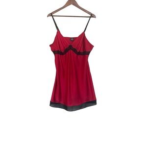 Apt 9 Intimates Womens XL Red Satin Lace Trim Chemise Nightgown Y2K Style